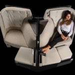 Top view of a passenger seated in the SoFab Business Class seat