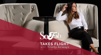 Trinity Airways aircraft featuring SoFab Business Class seating by Optimares
